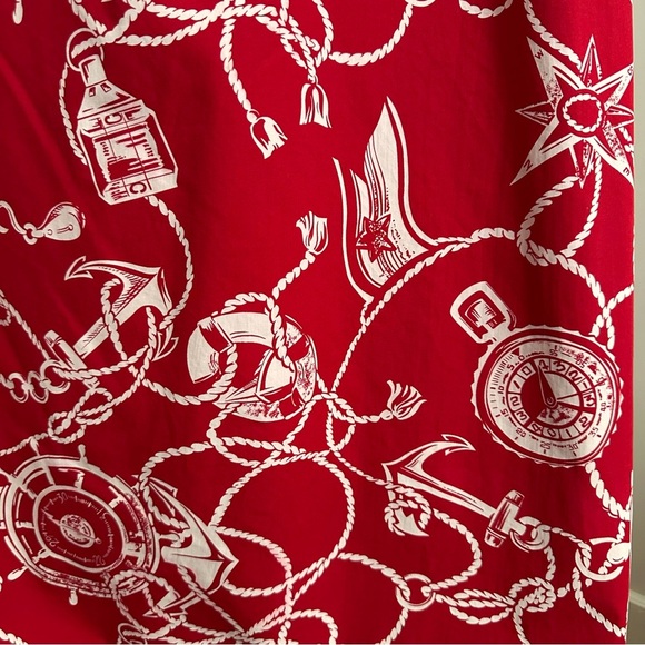 TALBOTS Vintage Red Cotton Nautical MIDI Wrap Skirt Americana Graphic Size 12 - Picture 7 of 14